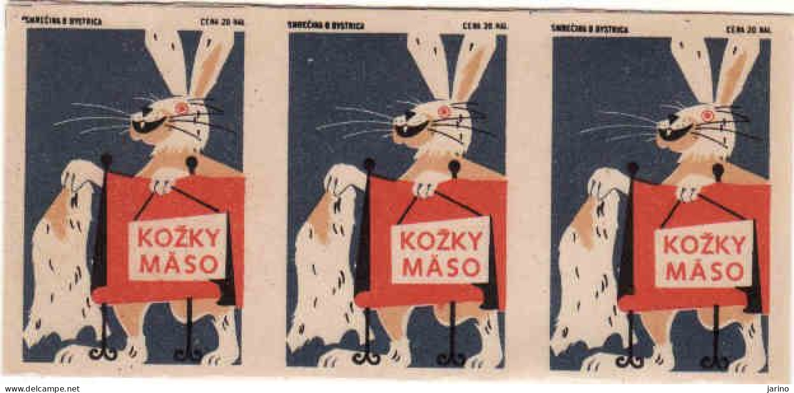 Slovakia - 3 Matchbox Labels - Rabbit Breeding For Skins And Meat - Boites D'allumettes - Etiquettes