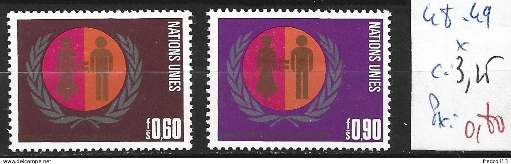 NATIONS UNIES OFFICE DE GENEVE 48-49 * Côte 3.25 € - Nuovi