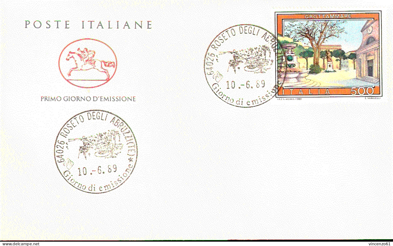 1989 BUSTA CON ANNULLO FDC Turistica. 16ª Serie. GROTTAMMARE - Other & Unclassified