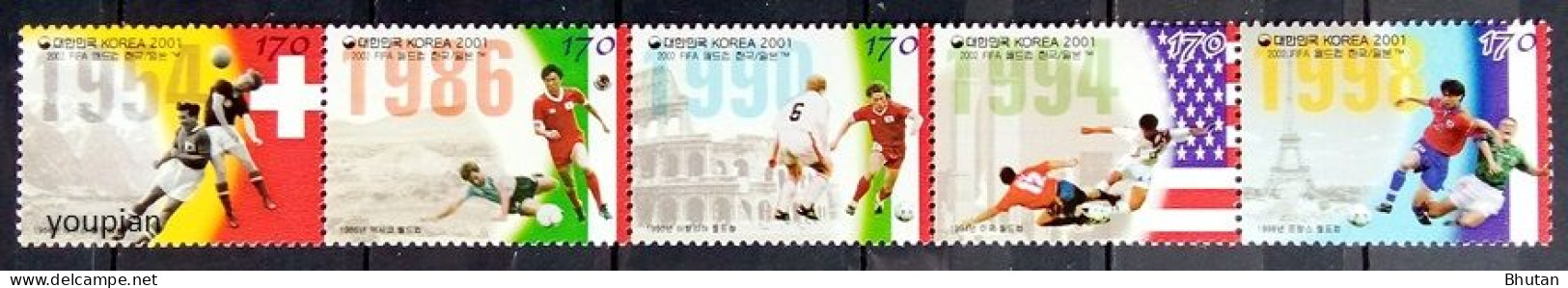 South Korea 2001, Football World Cup In Japan And South Korea, MNH Stamps Strip - Corée Du Sud