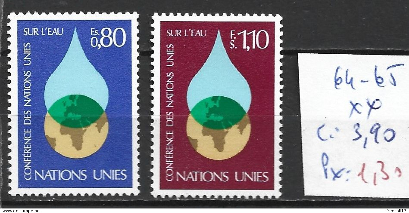 NATIONS UNIES OFFICE DE GENEVE 64-65 ** Côte 3.90 € - Unused Stamps