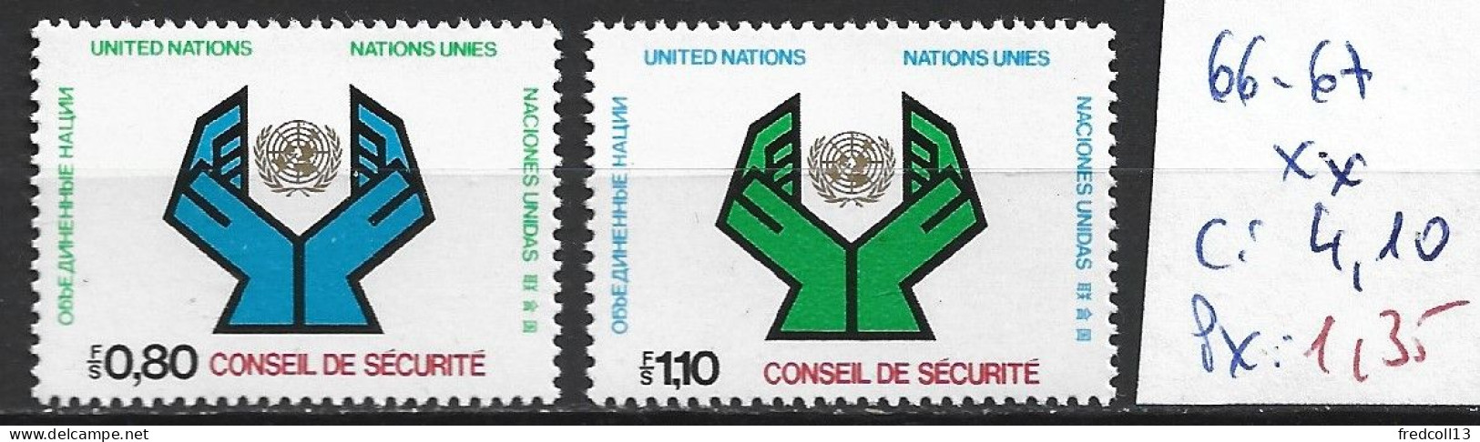 NATIONS UNIES OFFICE DE GENEVE 66-67 ** Côte 4.10 € - Unused Stamps