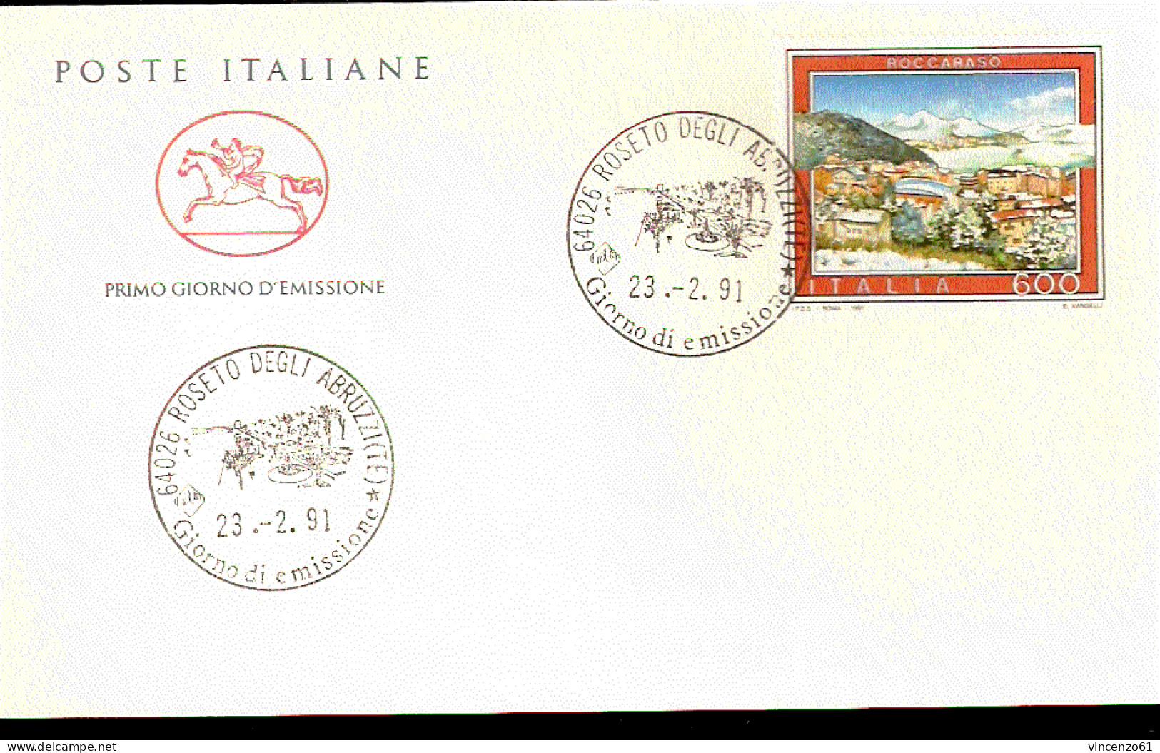 1991 BUSTA CON ANNULLO FDC  Turistica. 18ª Serie. ROCCARASO - Other & Unclassified