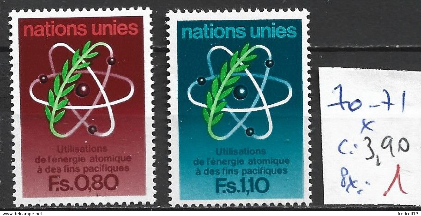 NATIONS UNIES OFFICE DE GENEVE 70-71 * Côte 3.90 € - Unused Stamps