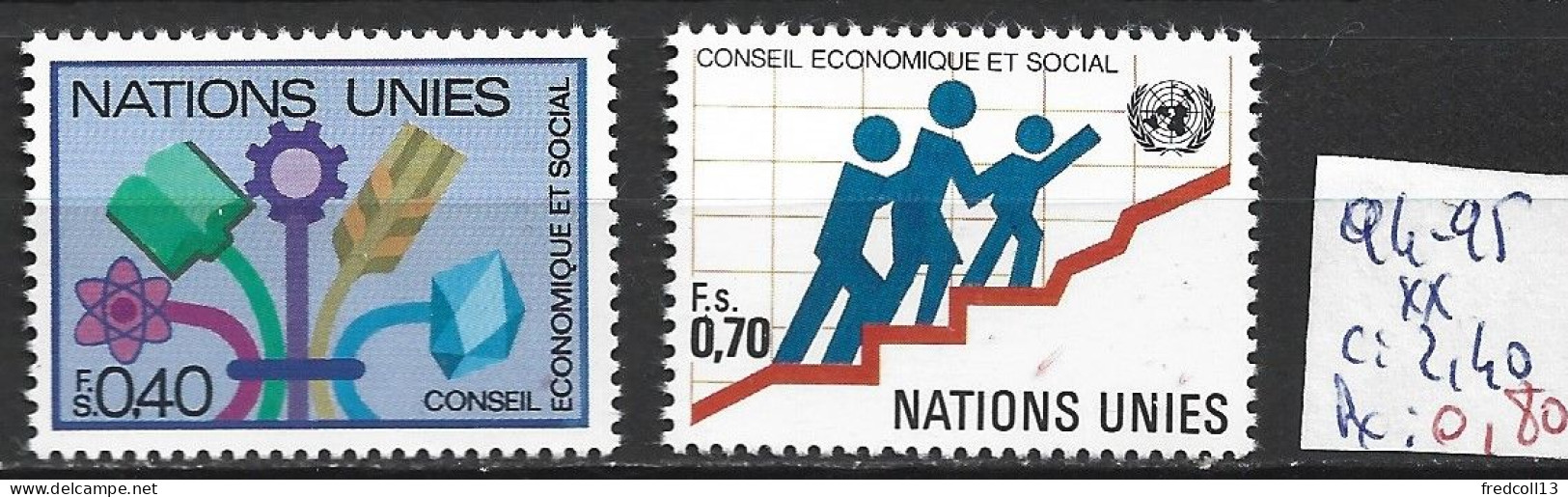 NATIONS UNIES OFFICE DE GENEVE 94-95 ** Côte 2.40 € - Ongebruikt