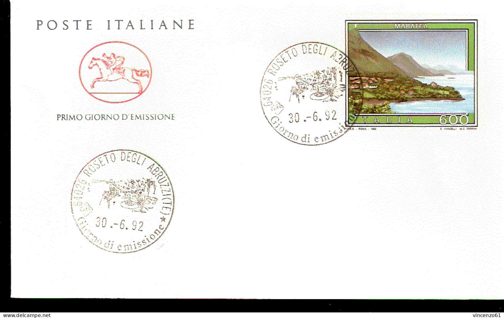 1992 BUSTA CON ANNULLO FDC Turistica. 19ª Serie. MARATEA - Other & Unclassified