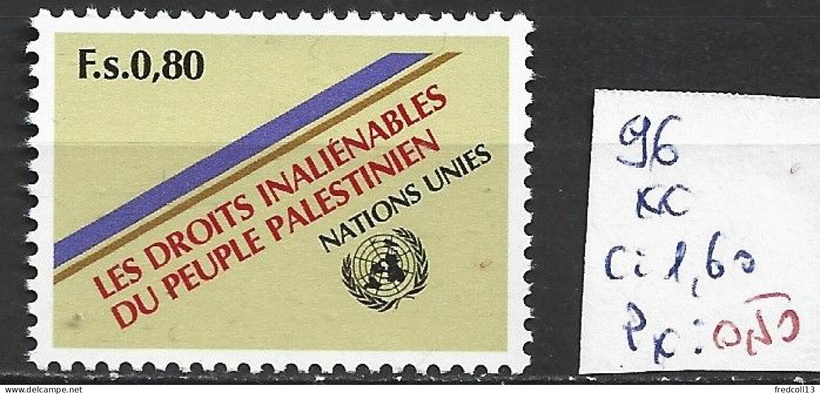NATIONS UNIES OFFICE DE GENEVE 96 ** Côte 1.60 € - Unused Stamps