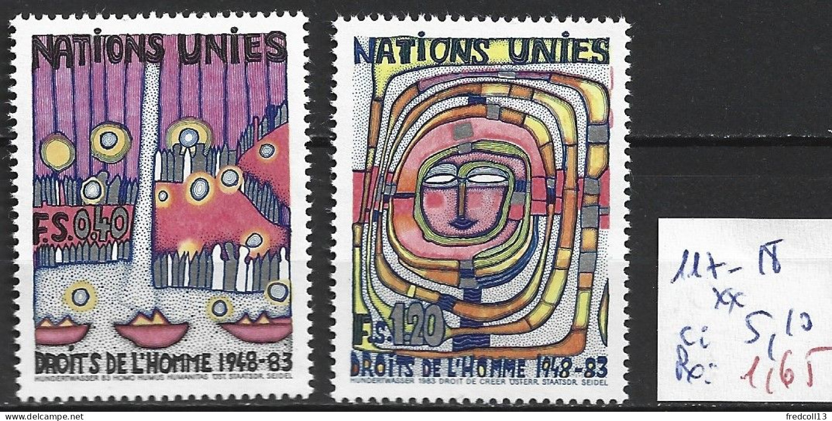 NATIONS UNIES OFFICE DE GENEVE 117-18 ** Côte 5.10 € - Nuovi