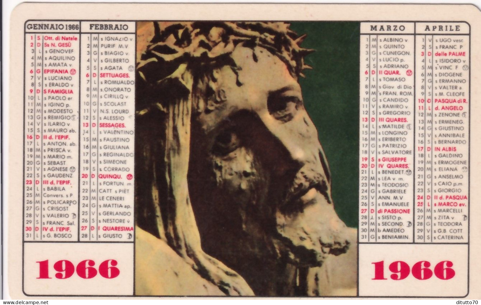 Calendarietto - Scuola Apostolana Sacro Cuore - Albino  - Bergamo Anno 1966 - Kleinformat : 1961-70