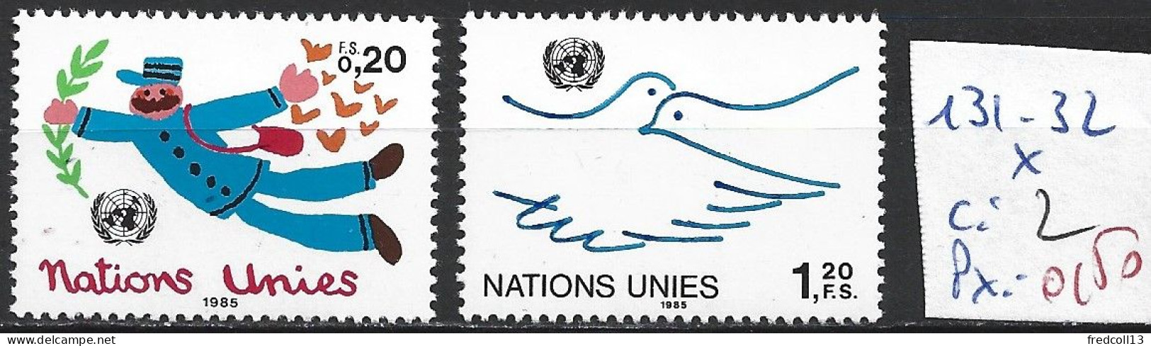 NATIONS UNIES OFFICE DE GENEVE 131-32 * Côte 2 € - Neufs