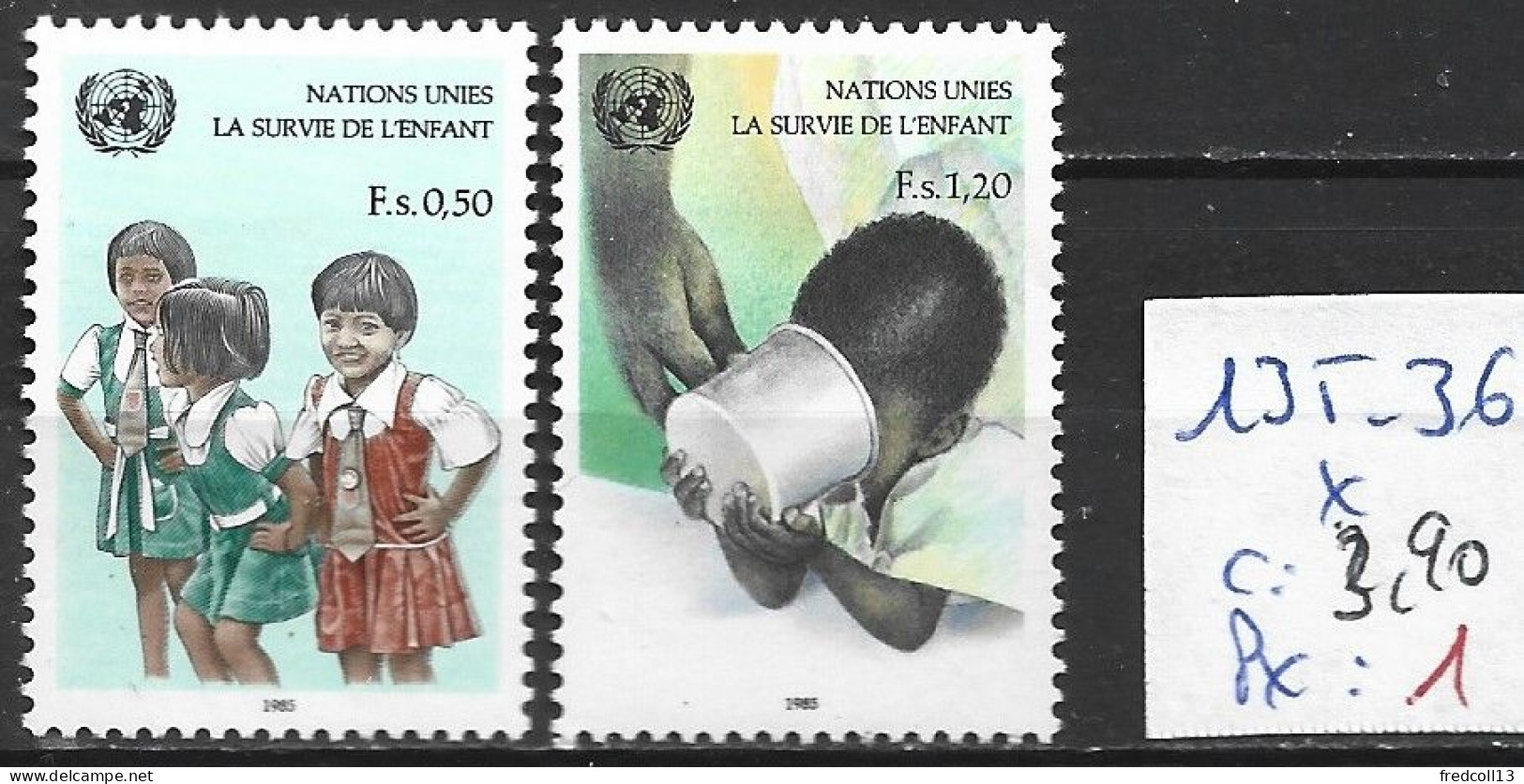 NATIONS UNIES OFFICE DE GENEVE 135-36 * Côte 3.90 € - Unused Stamps
