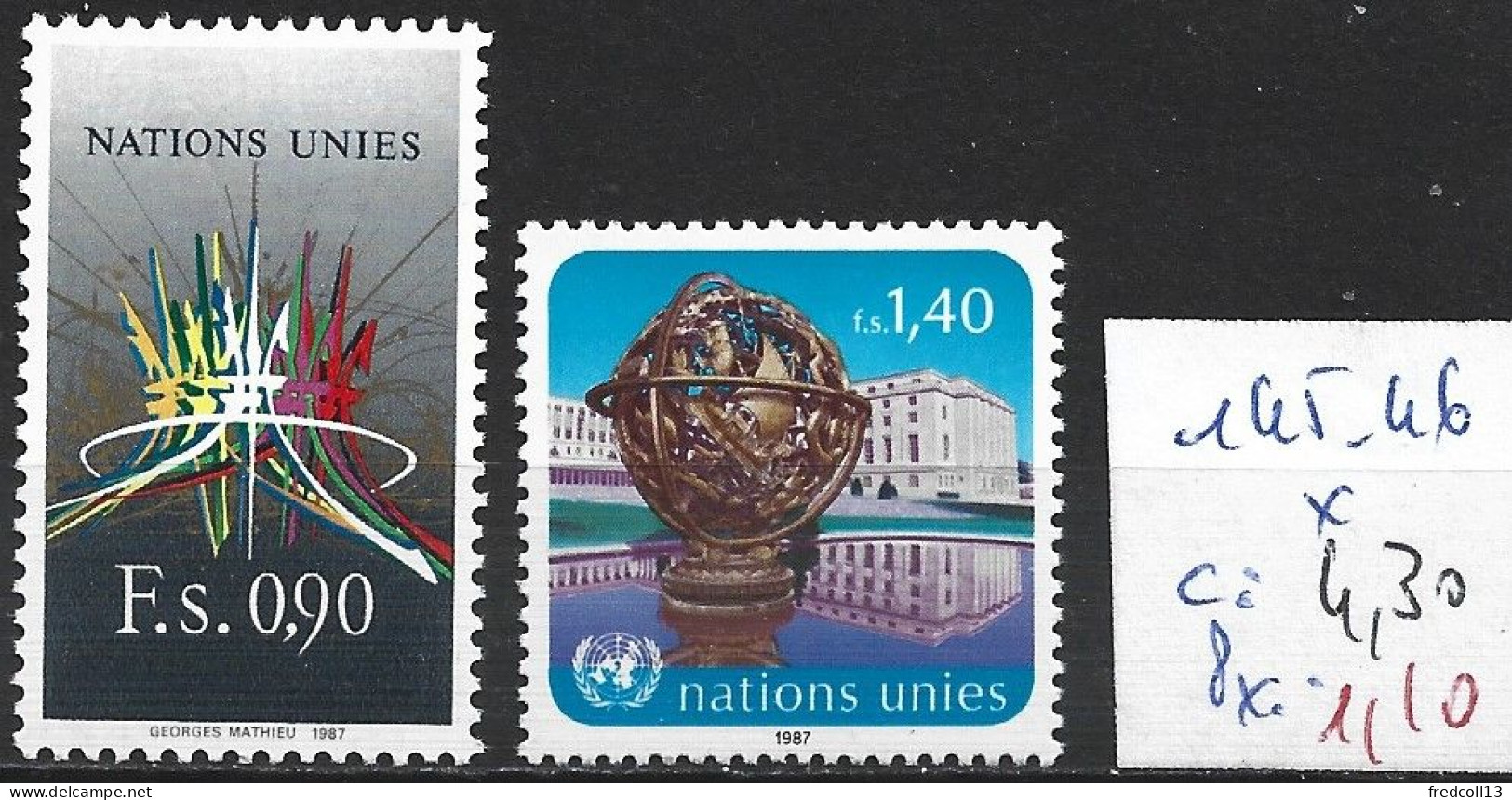 NATIONS UNIES OFFICE DE GENEVE 145-46 * Côte 4.30 € - Nuovi