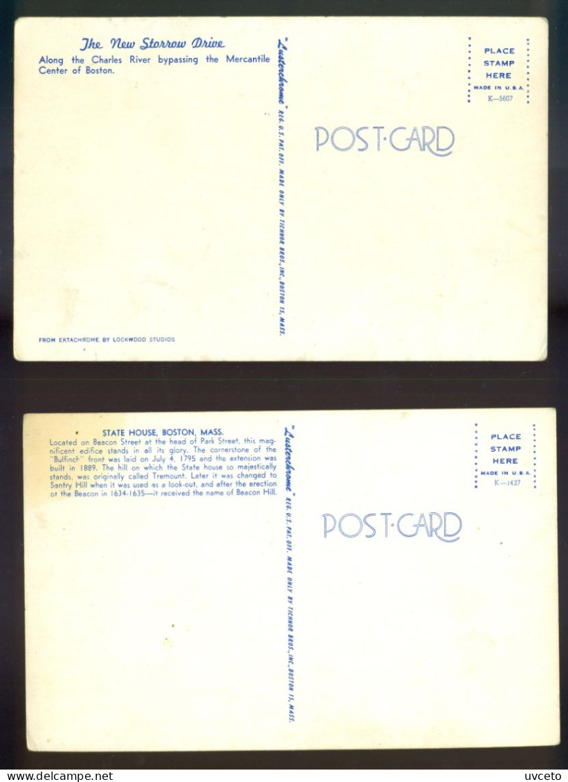 USA, Massachusetts, Boston, The State House, Starrow Drive, 1960's, Lot Of 2 Postcards N99d - Boston