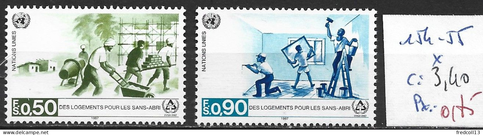 NATIONS UNIES OFFICE DE GENEVE 154-55 * Côte 3.40 € - Unused Stamps