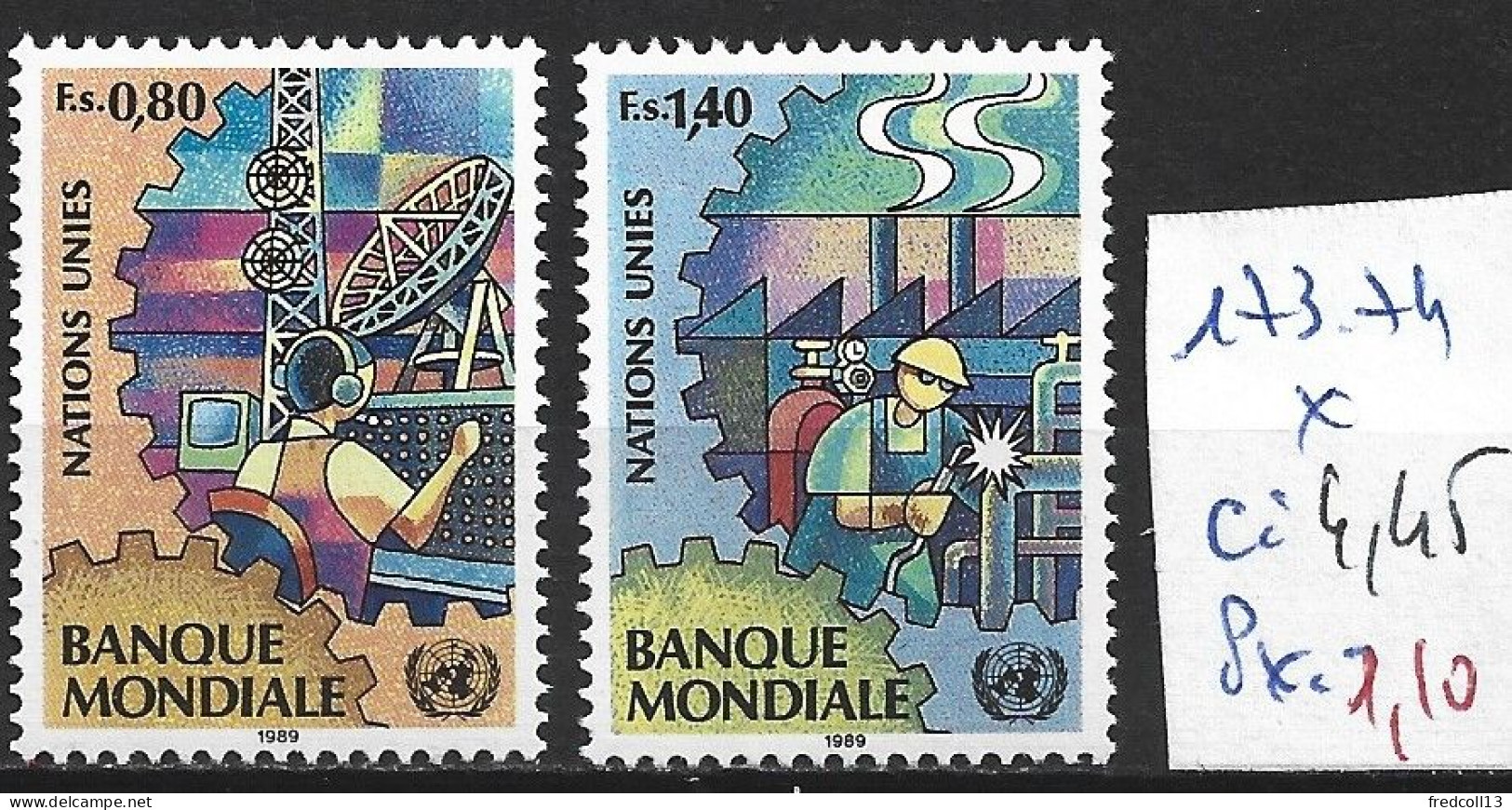 NATIONS UNIES OFFICE DE GENEVE 173-74 * Côte 4.45 € - Unused Stamps