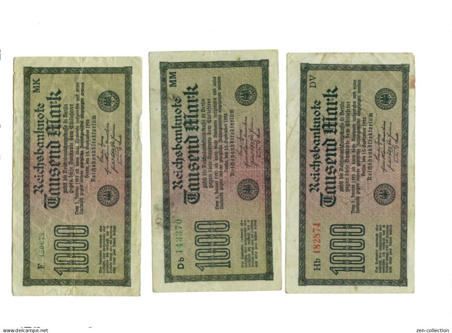 Set 3 WW2 Germany Nazi Propaganda FORGERY Overprint On Genuine 20,000 Mark 1923 Banknote VF/VF- - Other & Unclassified