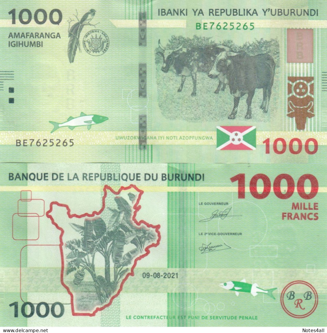 BURUNDI 1000 FRANCS 2021 P 51 UNC - Burundi