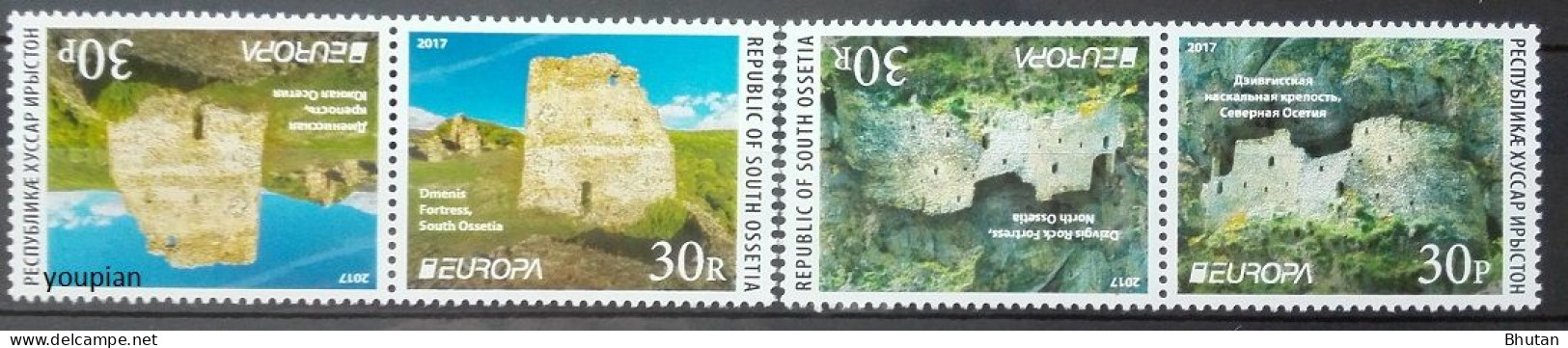 South Ossetia 2017, Europa - Castles, Two MNH Stamp Strips - Géorgie