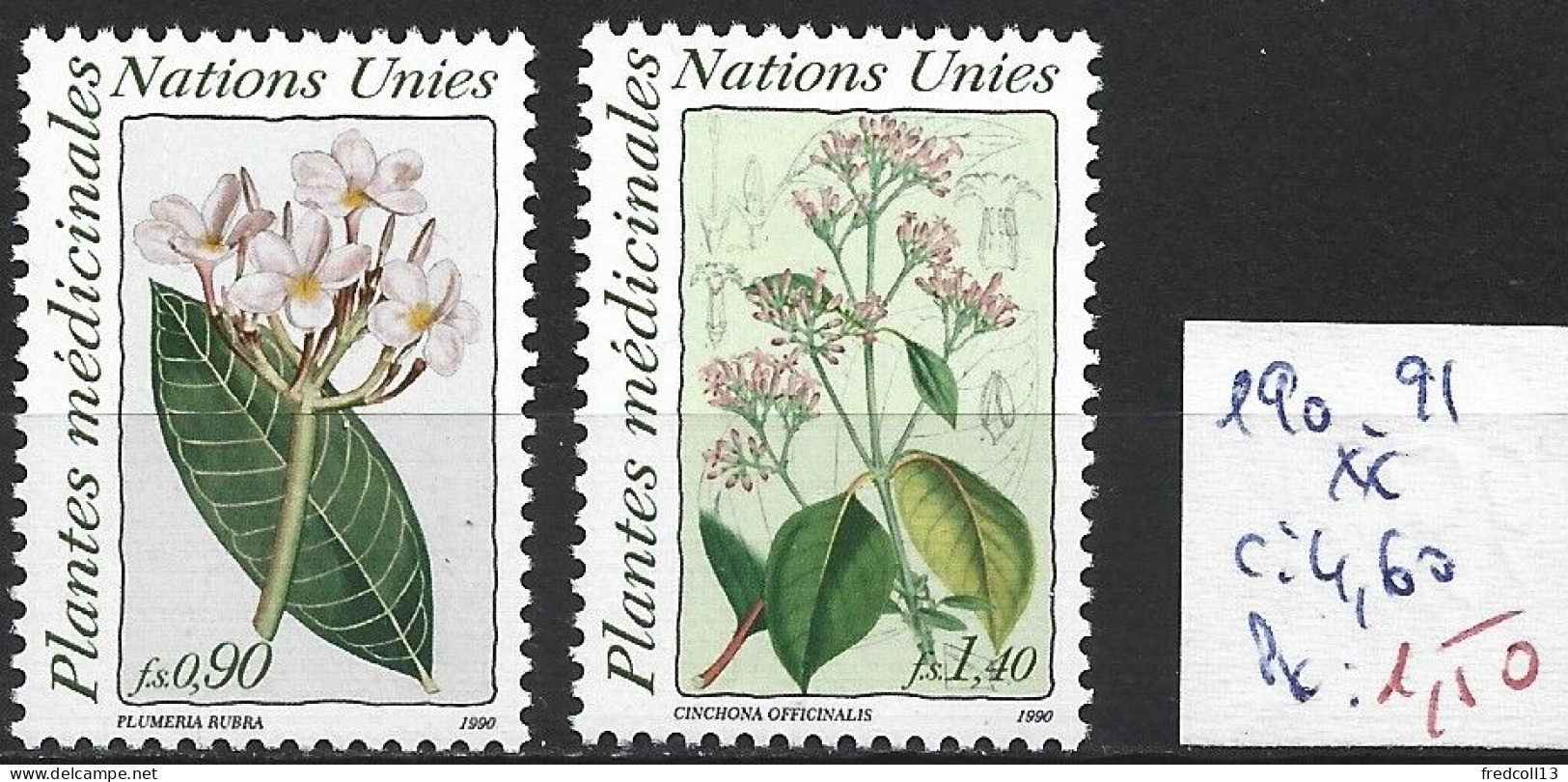 NATIONS UNIES OFFICE DE GENEVE 190-91 ** Côte 4.60 € - Unused Stamps