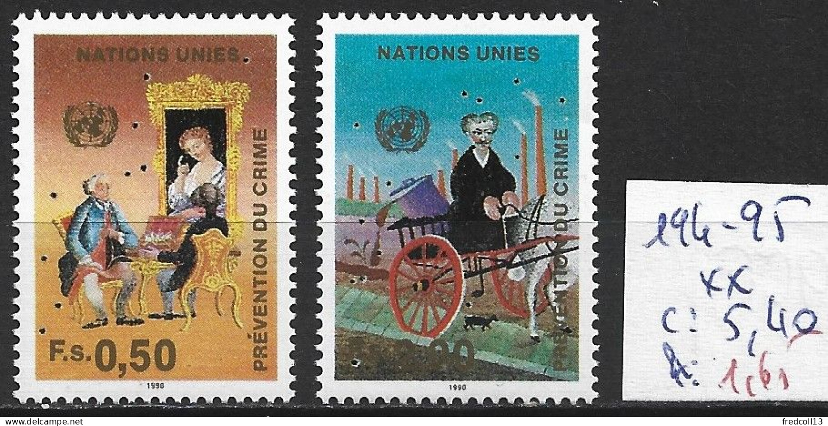 NATIONS UNIES OFFICE DE GENEVE 194-95 ** Côte 5.40 € - Unused Stamps