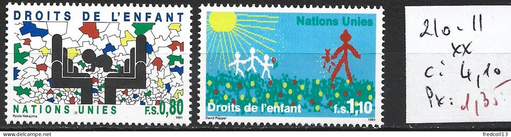 NATIONS UNIES OFFICE DE GENEVE 210-11 ** Côte 4.10 € - Neufs