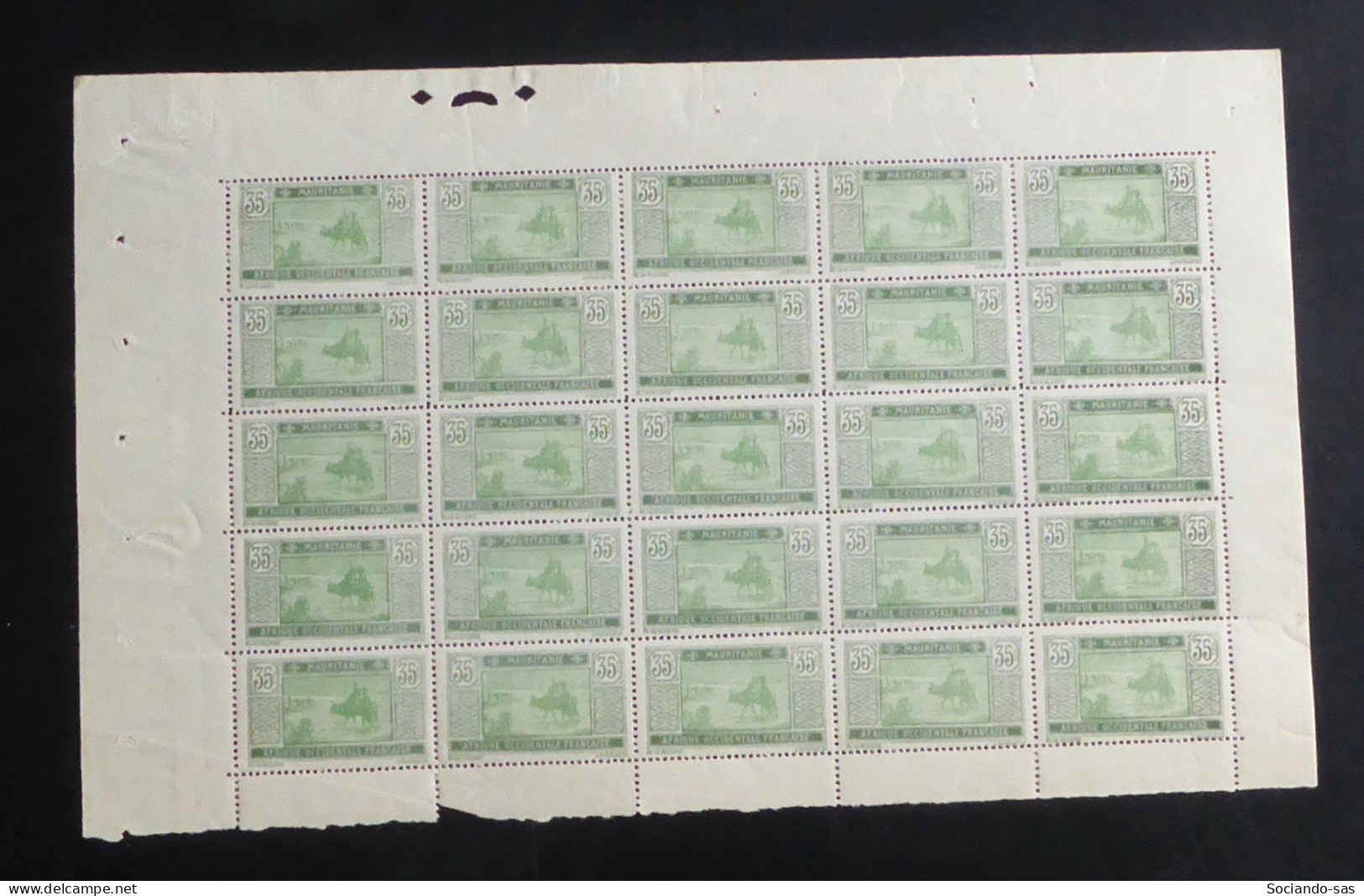 MAURITANIE - 1928-38 - N°YT. 57A - Nomades 35c Vert - Bloc De 25 Bord De Feuille - Neuf Luxe** / MNH - Neufs