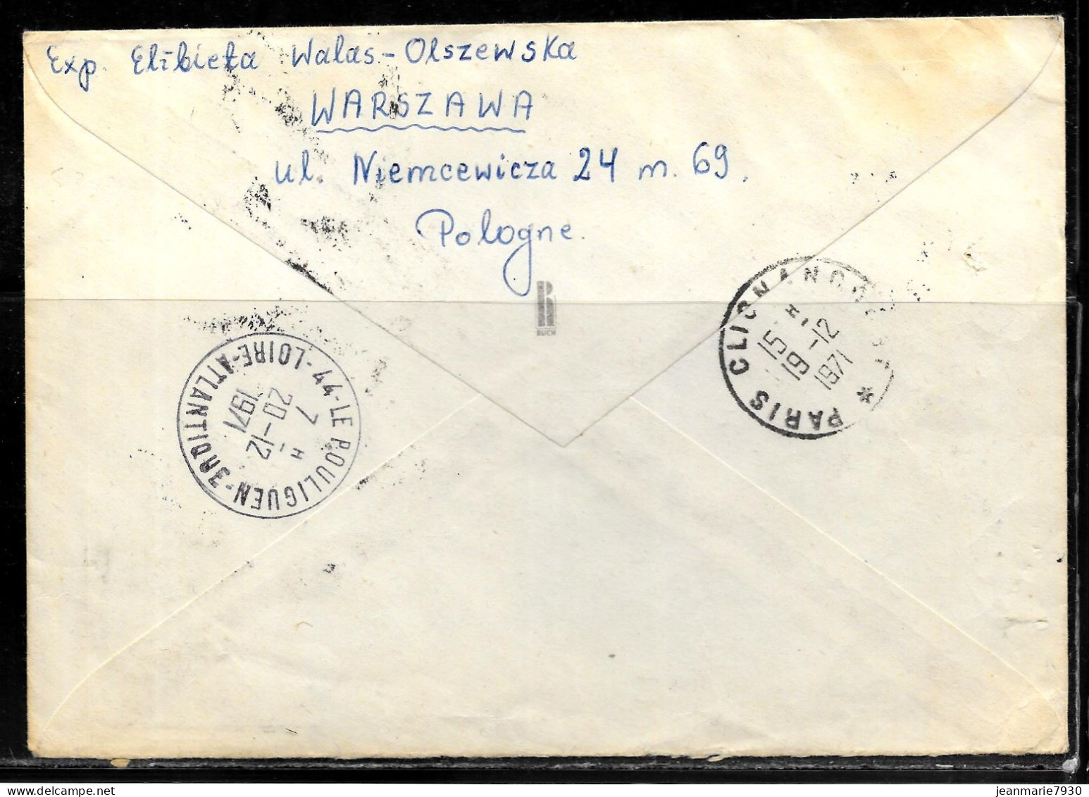 N411 - POLOGNE - LETTRE RECOMMANDEE DE VARSOVIE DU 16/12/1971 POUR LA FRANCE - Covers & Documents