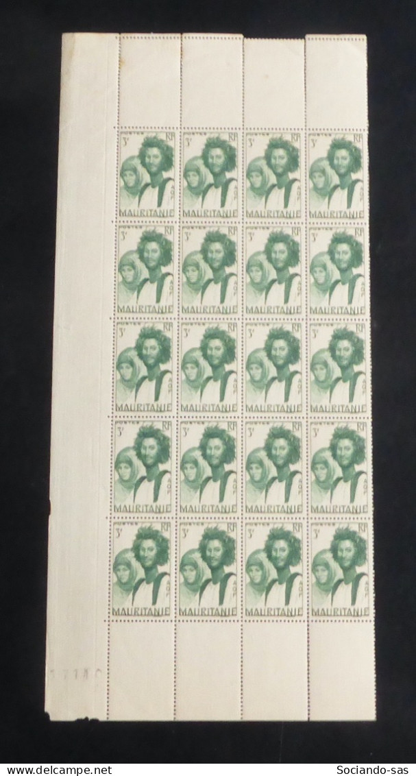 MAURITANIE - 1938 - N°YT. 91 - Couple Maure 3f Vert - Bloc De 20 Bord De Feuille - Neuf Luxe** / MNH - Neufs