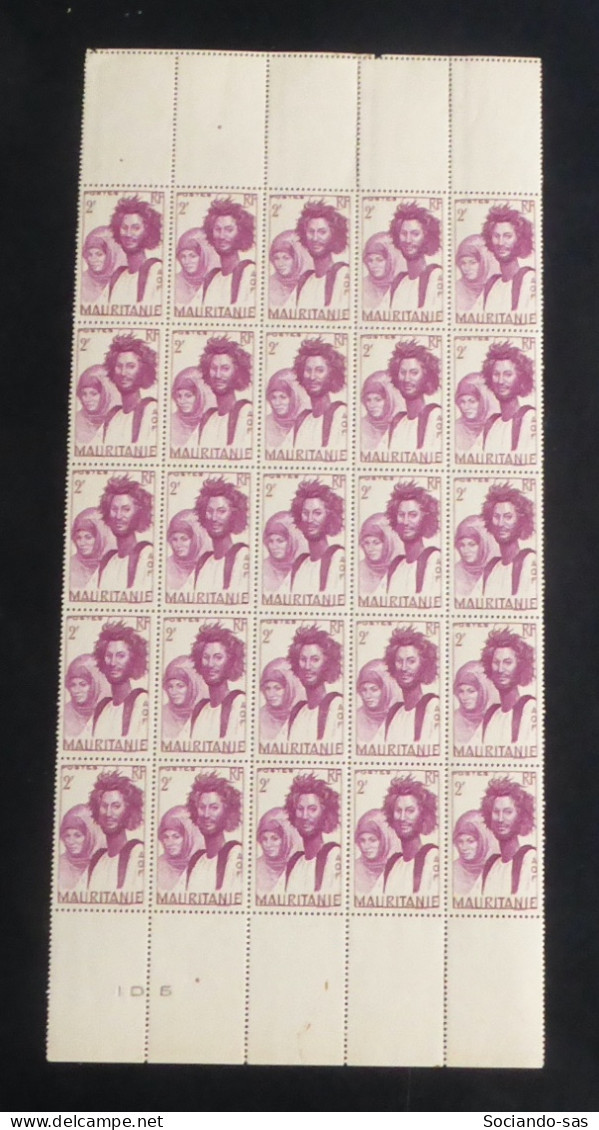 MAURITANIE - 1938 - N°YT. 90 - Couple Maure 2f Lilas - Bloc De 25 Bord De Feuille - Neuf Luxe** / MNH - Neufs