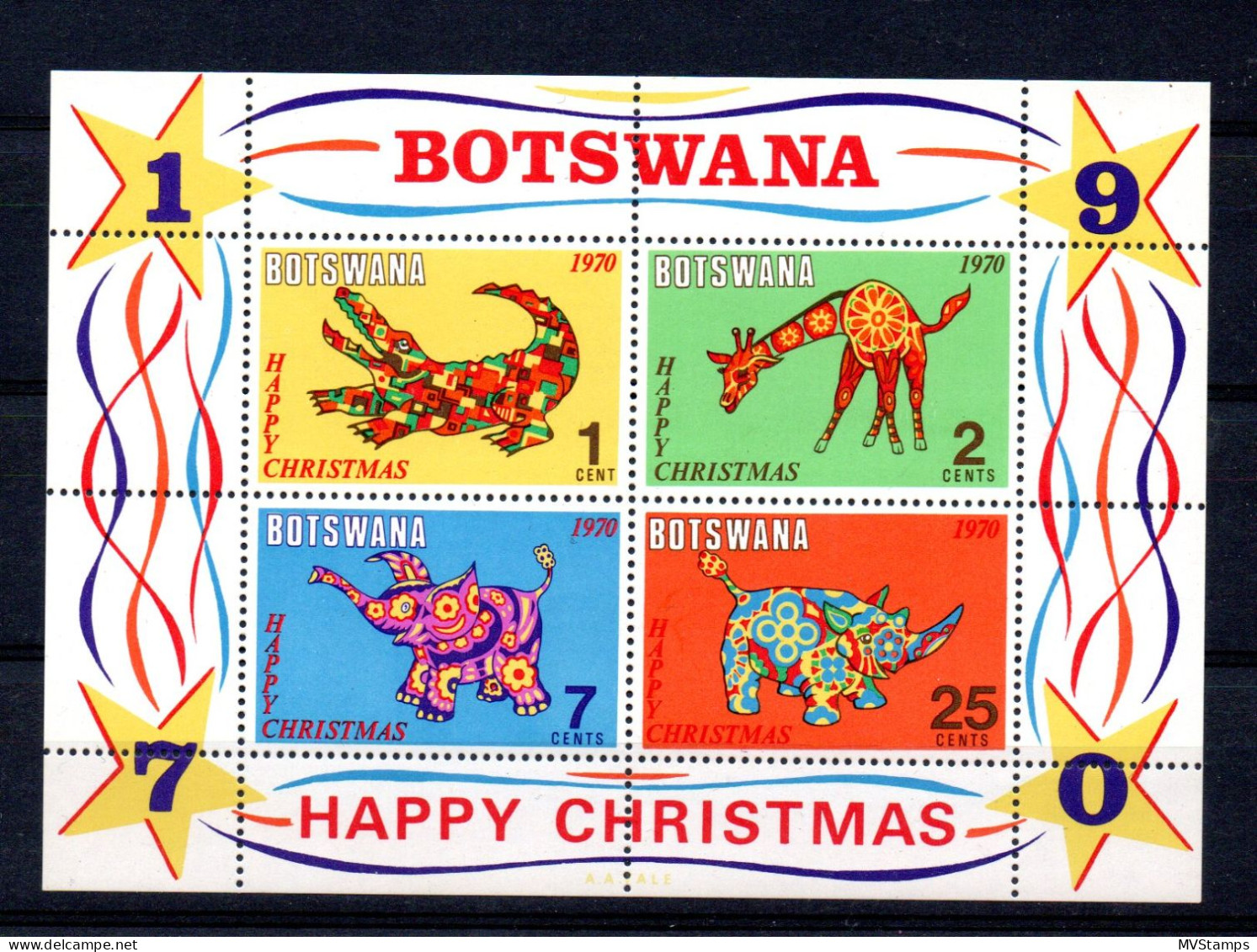 Botswana 1970 Sheet Wild Animals/Giraffe/crocodile Stamps (Michel Block 4) MNH - Botswana (1966-...)