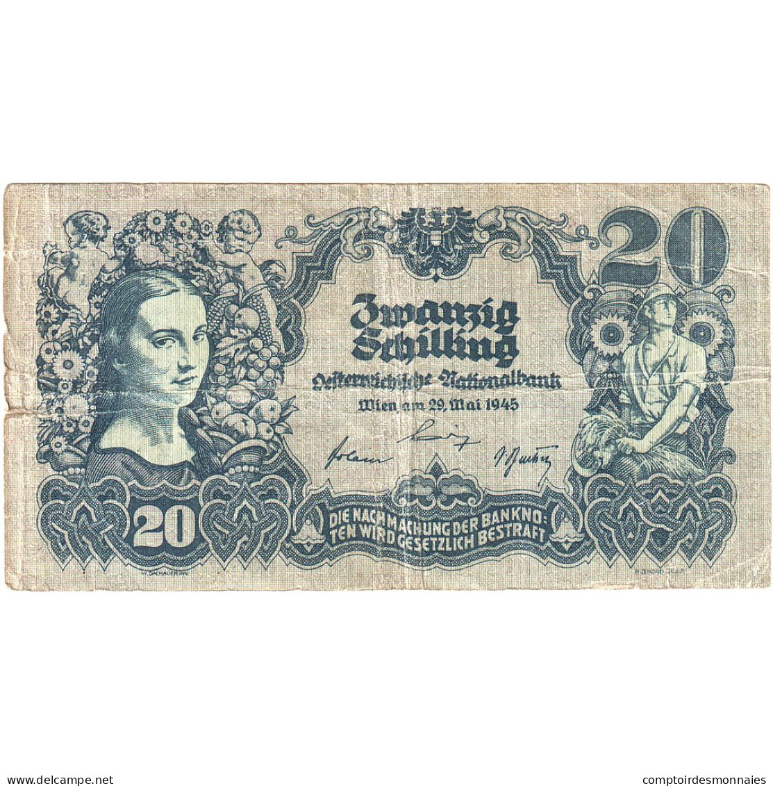 Autriche, 20 Schilling, 1945-05-29, KM:116, B - Oesterreich