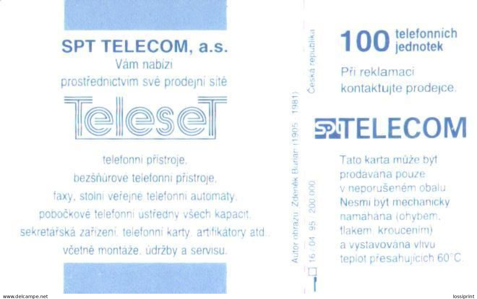 Czech:Used Phonecard, SPT Telecom, 100 Units, Mammoths, 1995 - Repubblica Ceca