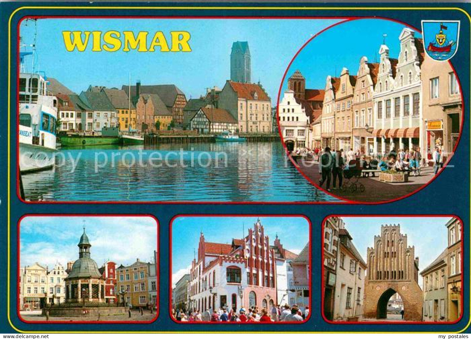 72844355 Wismar Mecklenburg Teilansichten Giebelhaeuser Torbogen Markt Hafen Wis - Wismar