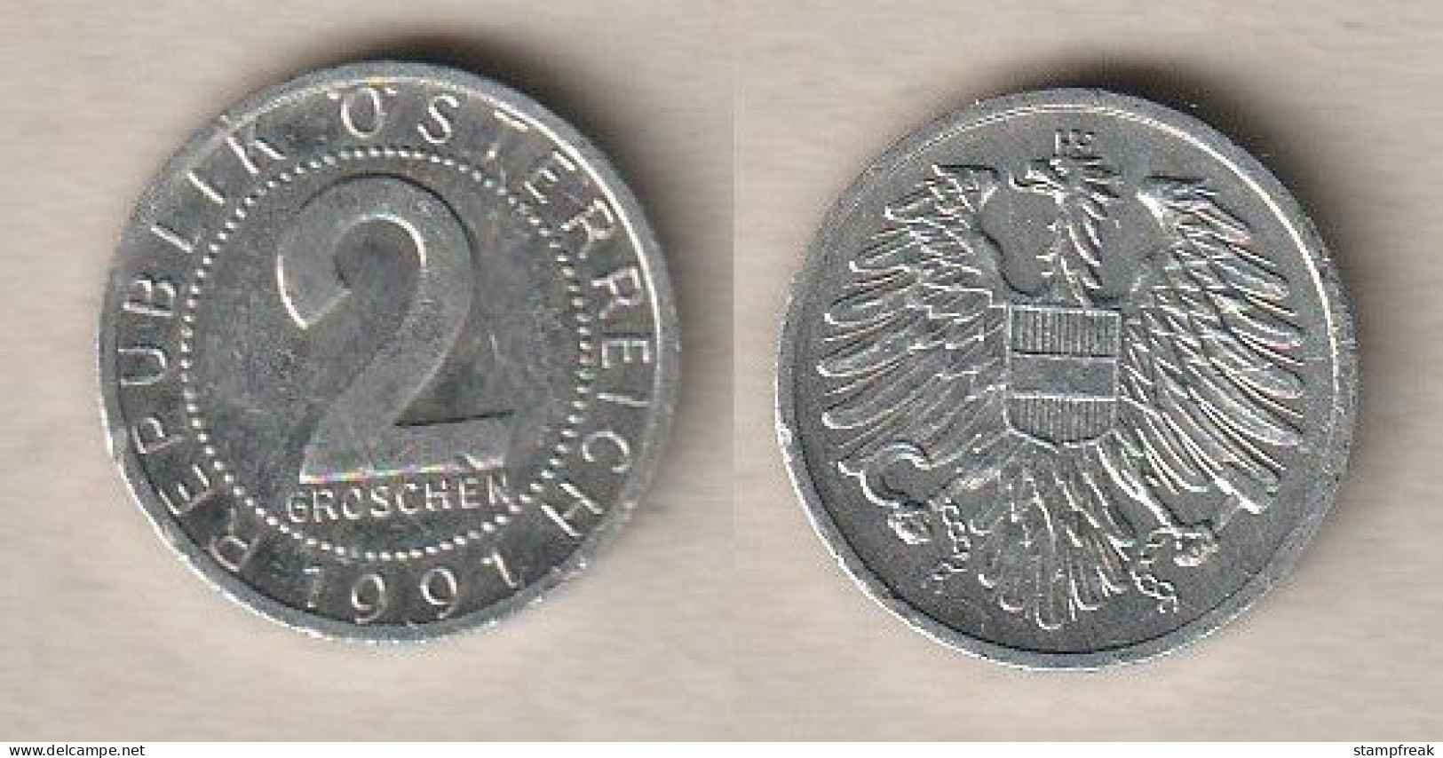 02243) Oesterreich, 2 Groschen 1991 - Autriche