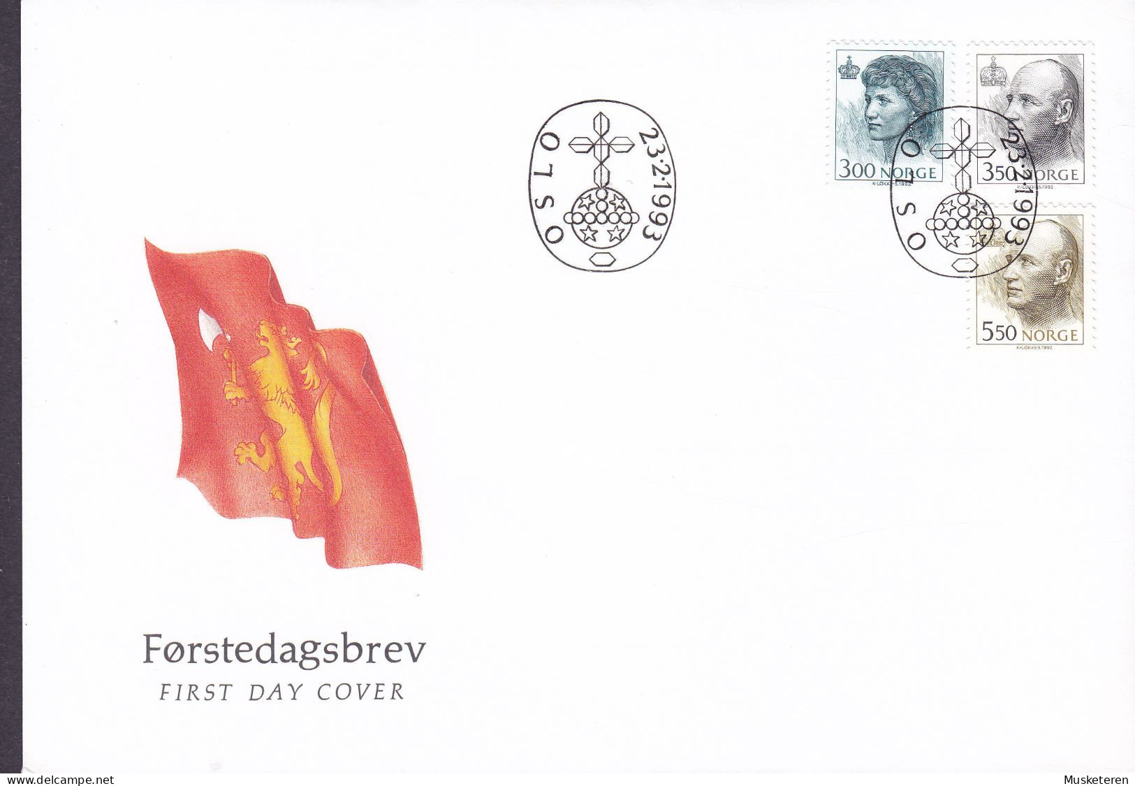 Norway 1993 FDC Cover Ersttags Brief 23.2.1993 King Harald V. & Queen Sonja Complete Set !! - FDC