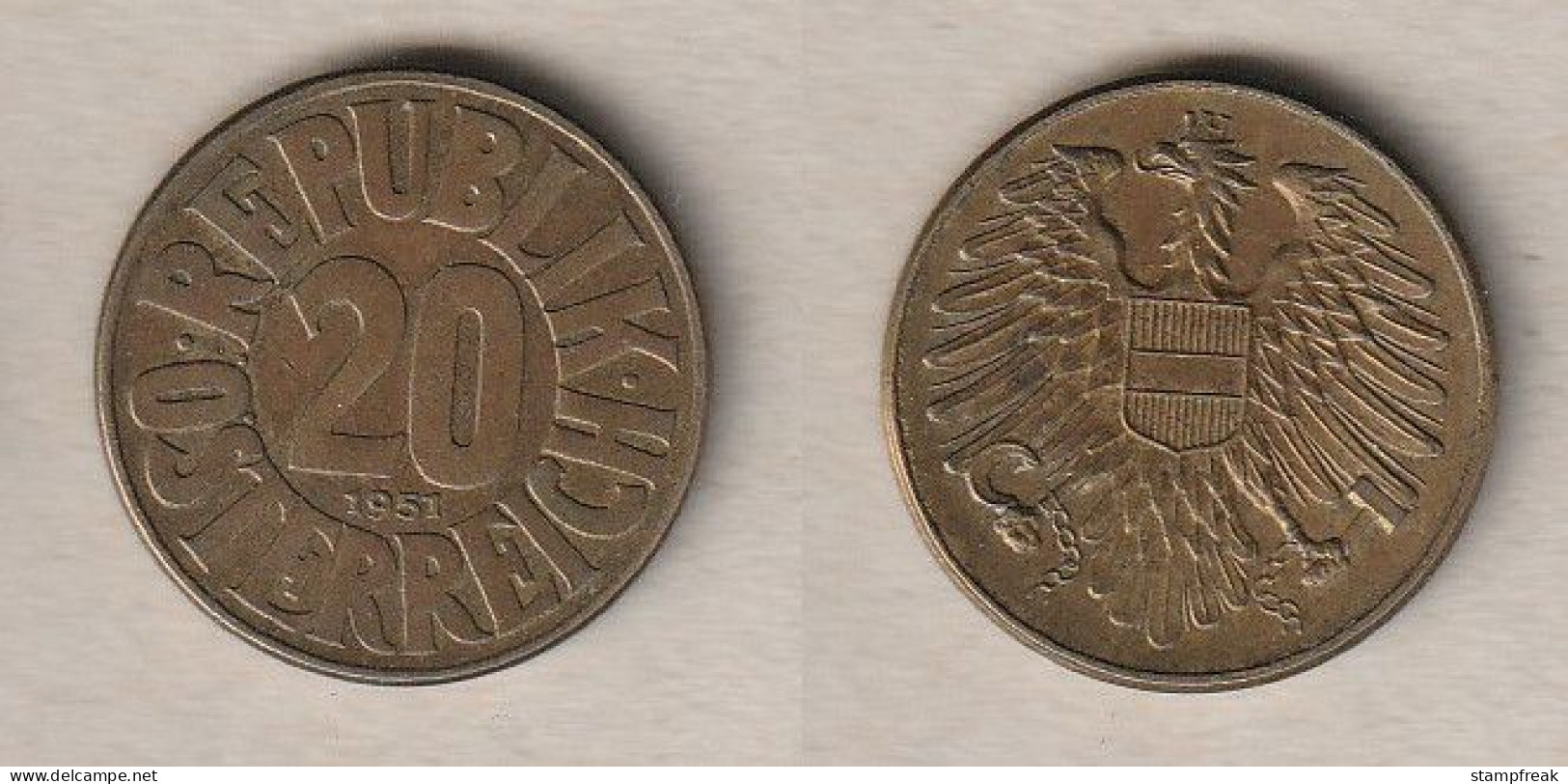02204) Oesterreich, 20 Groschen 1951 - Autriche