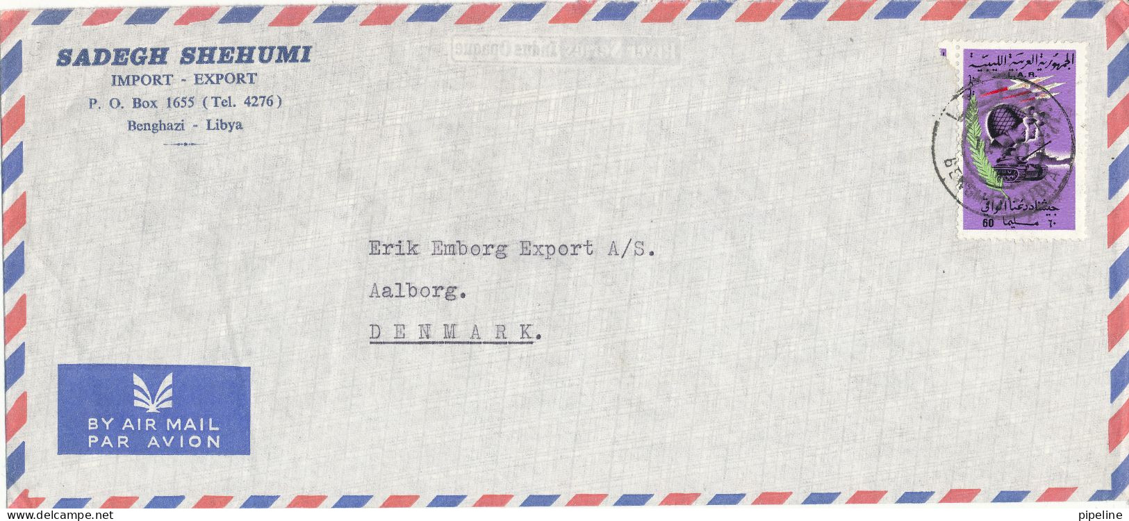 Libya Air Mail Cover Sent To Denmark Single Stamped - Libia