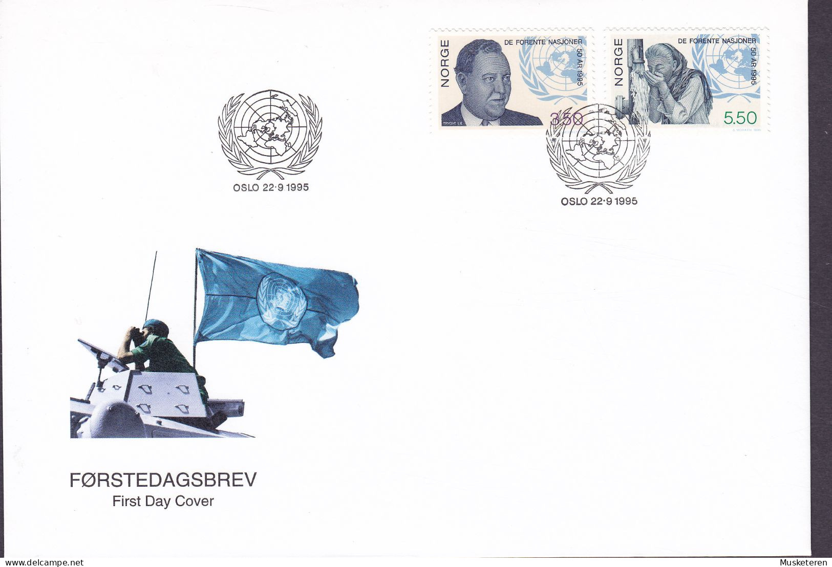 Norway 1995 FDC Cover Ersttags Brief United Nations Vereinte Nationen (UNO) Trygve Lie Complete Set !! - FDC