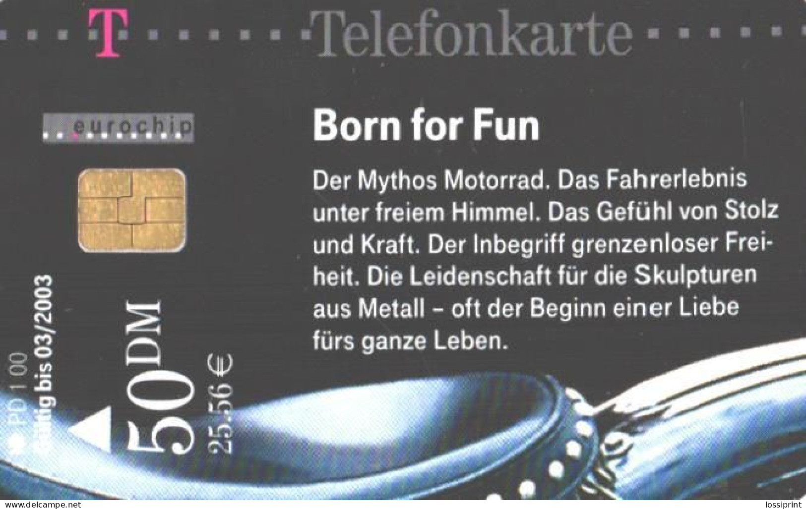 Germany:Used Phonecard, T, 50 DM, Motorbike, 2003 - P & PD-Series : Guichet - D. Telekom