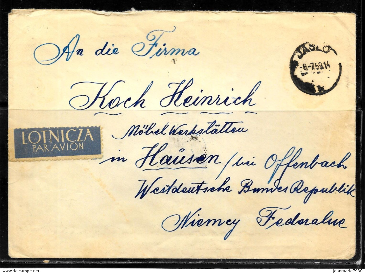 N407 - POLOGNE - LETTRE DE JASLO DU 06/07/1959 POUR L'ALLEMAGNE - Brieven En Documenten