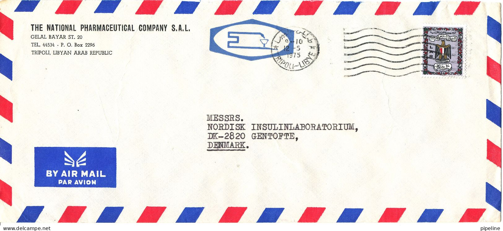 Libya Air Mail Cover Sent To Denmark Tripoli 12-5-1975 - Libia
