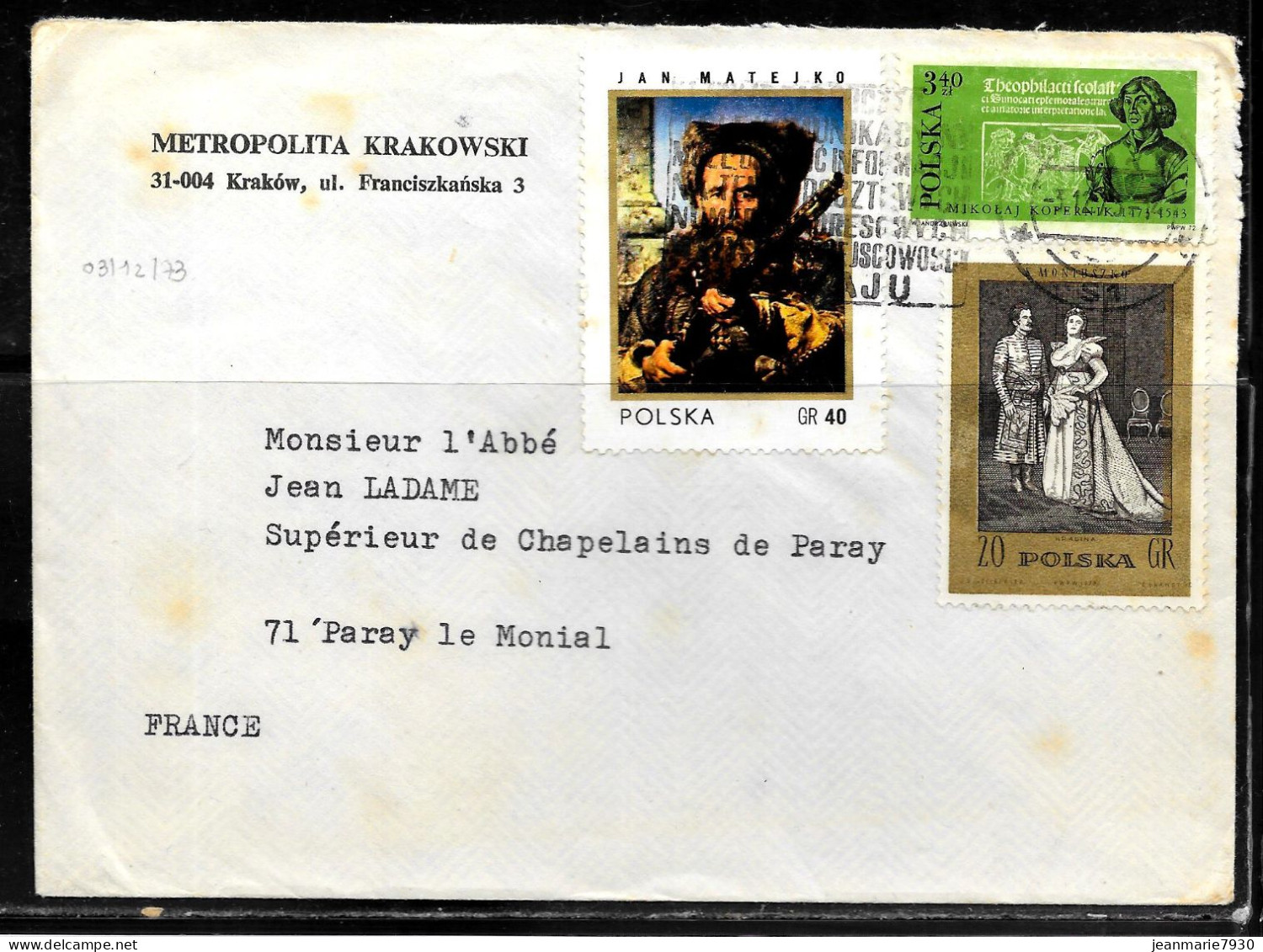 N406 - POLOGNE - LETTRE DE KRAKOW DU 03/12/1976 POUR LA FRANCE - Brieven En Documenten