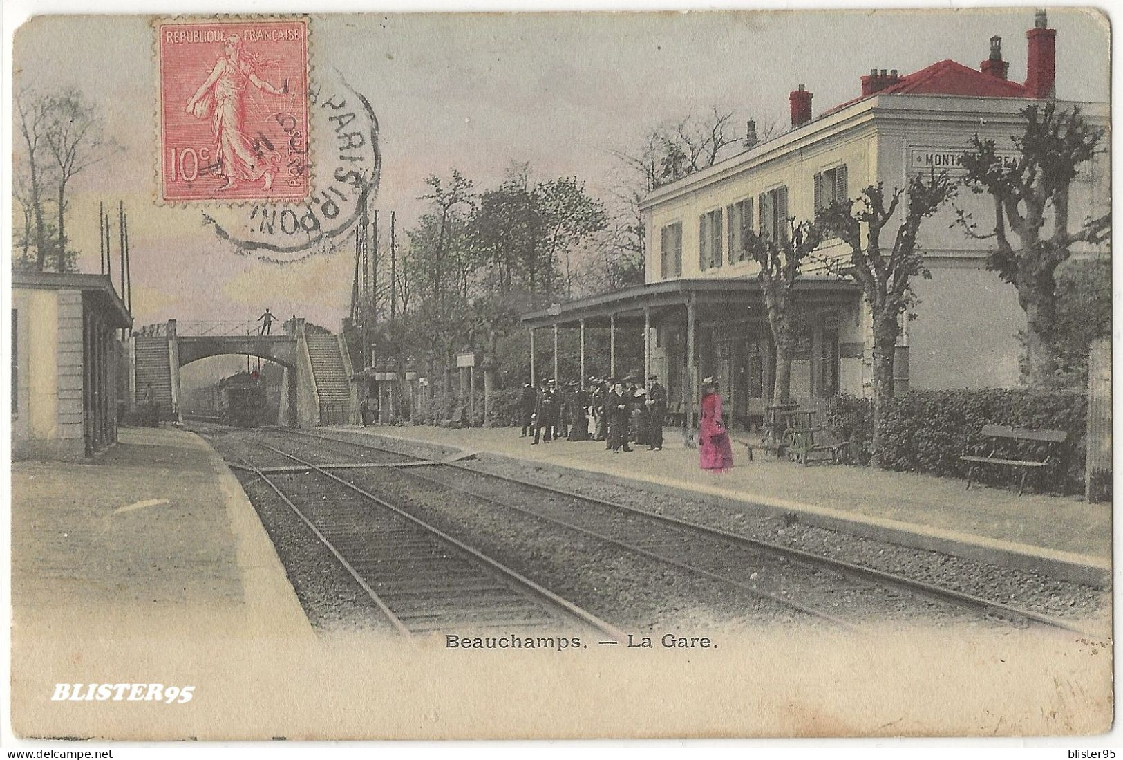 Beauchamps (95) La Gare Et L Arrivée Du Train, Envoyée En 1915 - Beauchamp
