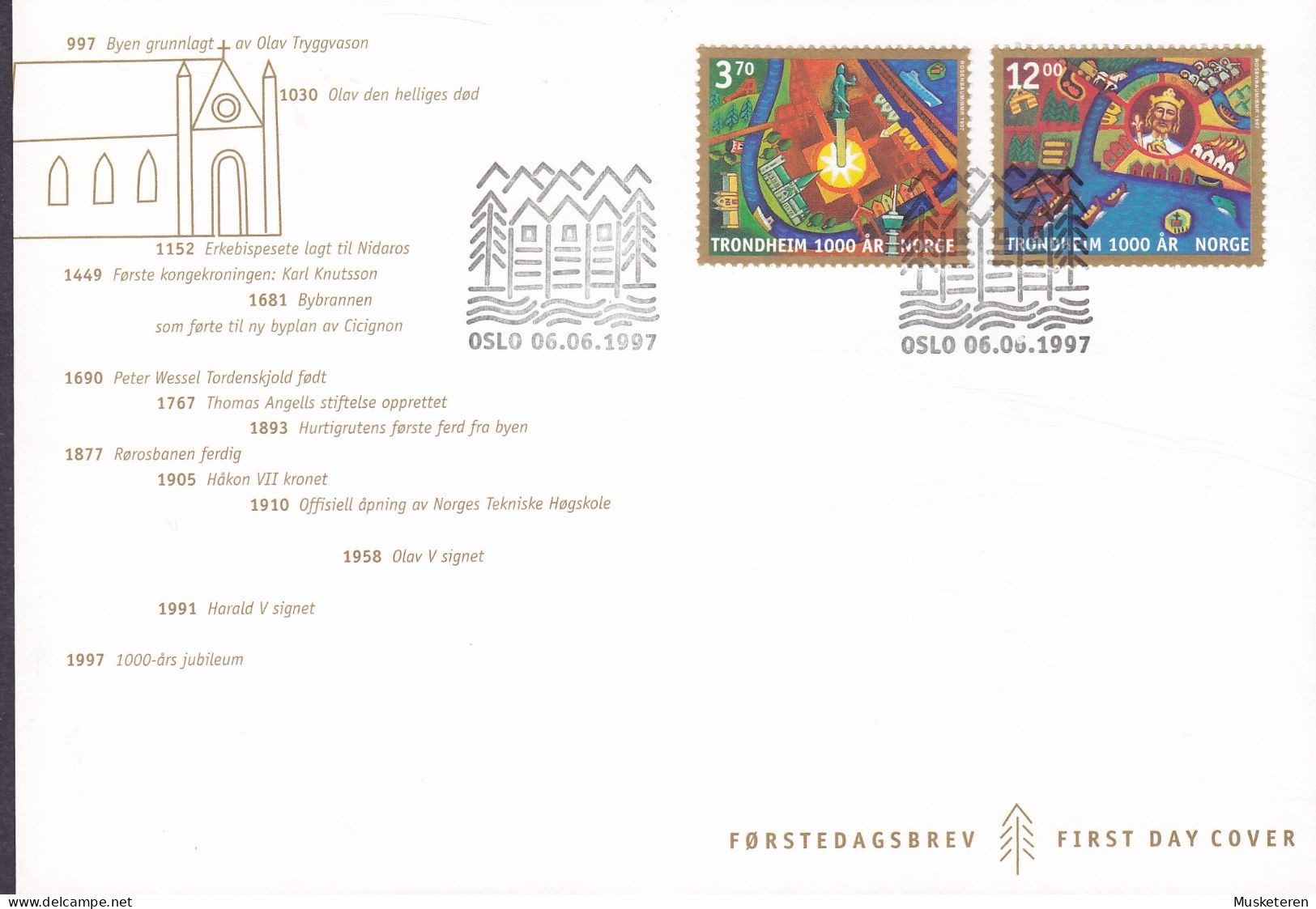 Norway 1997 FDC Cover Ersttags Brief Trondheim 1000 Jahre Complete Set !! - FDC