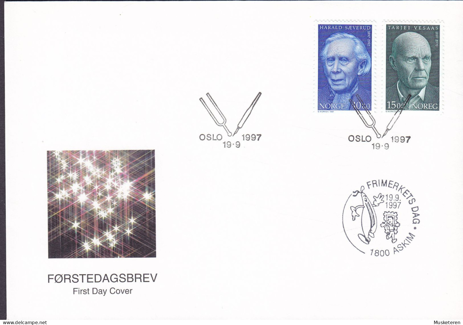 Norway 1997 FDC Cover Ersttags Brief Harald Sæverud & Tarjei Vesaas Complete Set !! - FDC