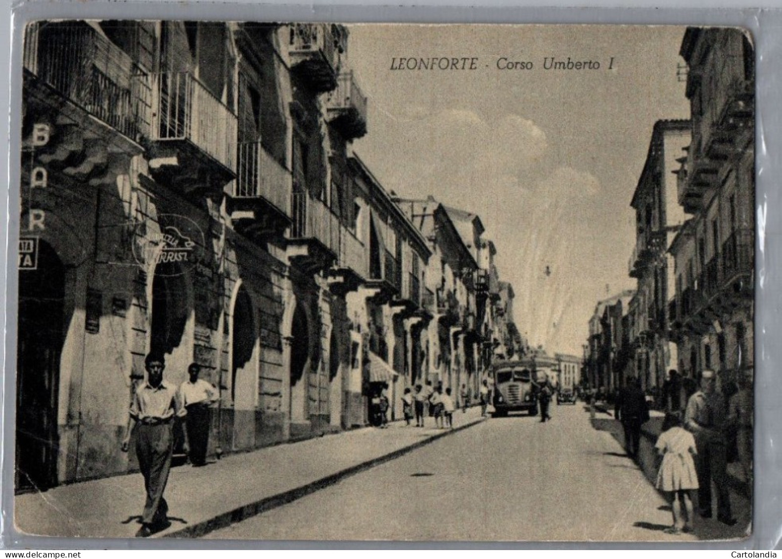 CARTOLINA ENNA LEONFORTE CORSO UMBERTO I ANIMATA - Enna