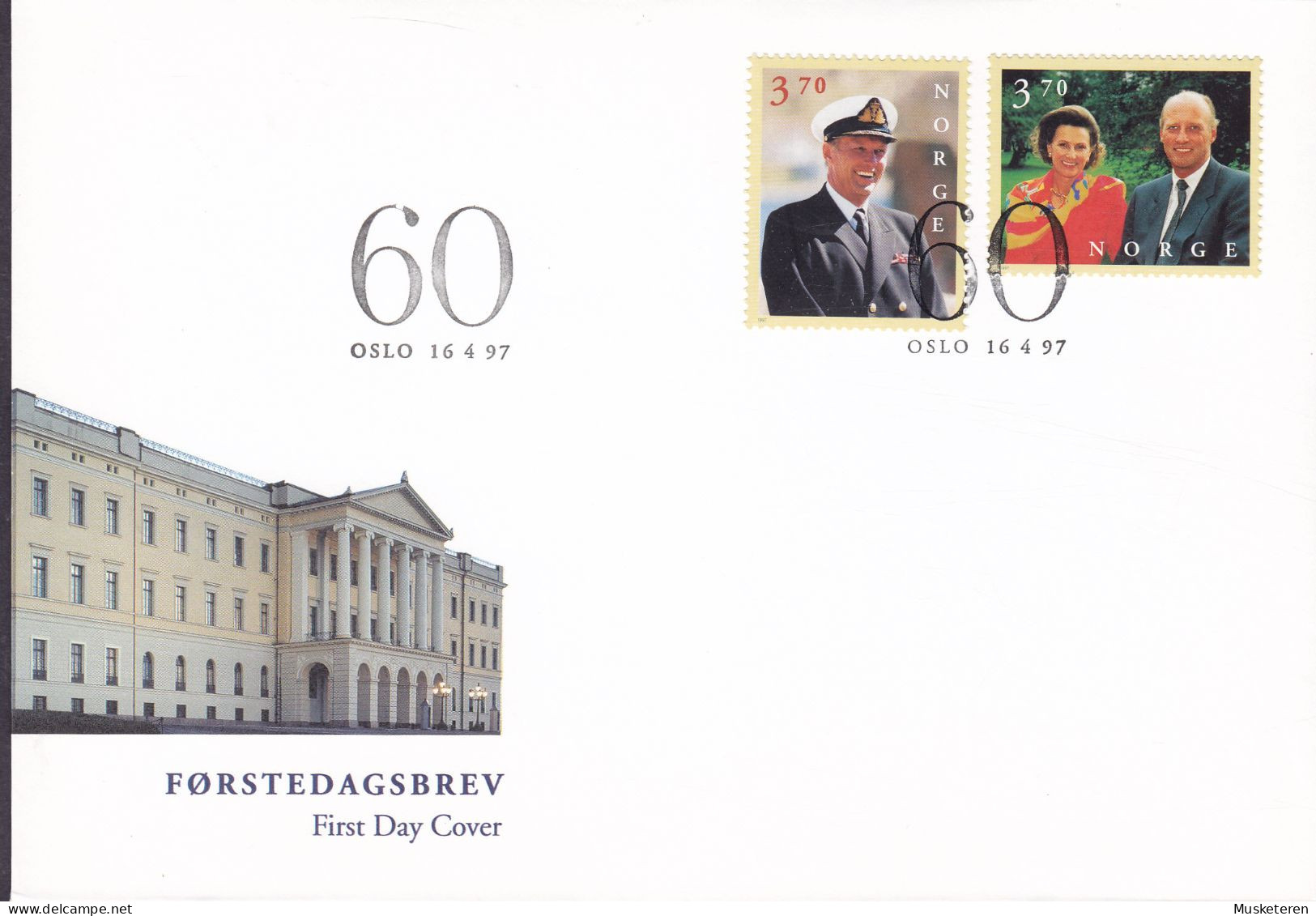 Norway 1997 FDC Cover Ersttags Brief 60. Geburtstag Harald V. & Sonja Complete Set !! - FDC