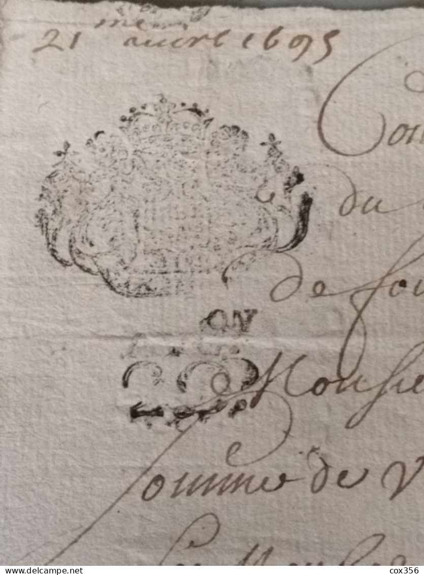 VIEUX PAPIERS Cachets BRETAGNE 1695 . Signer - Cachets Généralité