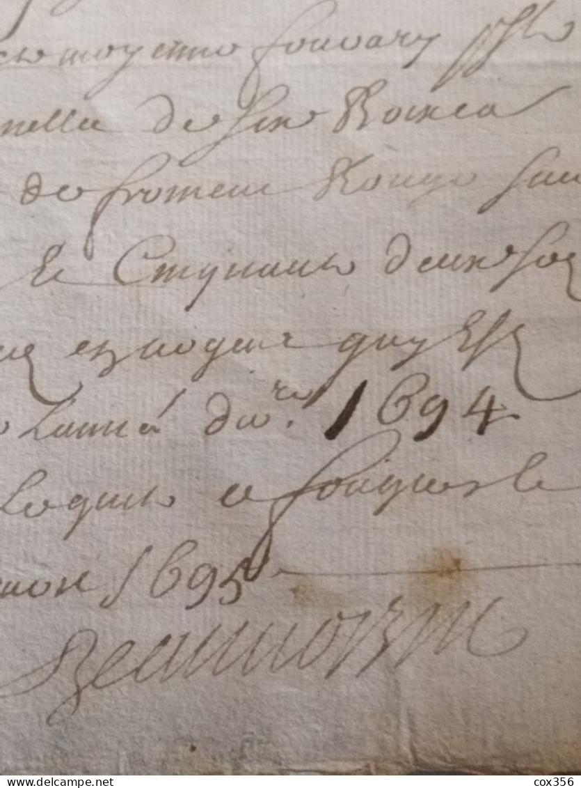 VIEUX PAPIERS Cachets BRETAGNE 1695 . Signer - Cachets Généralité