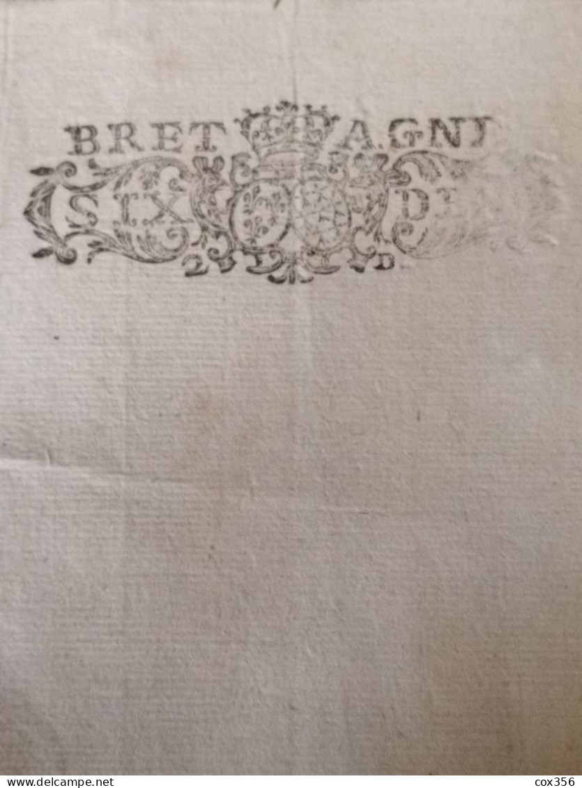 VIEUX PAPIERS Cachets BRETAGNE 1695 . Signer - Cachets Généralité